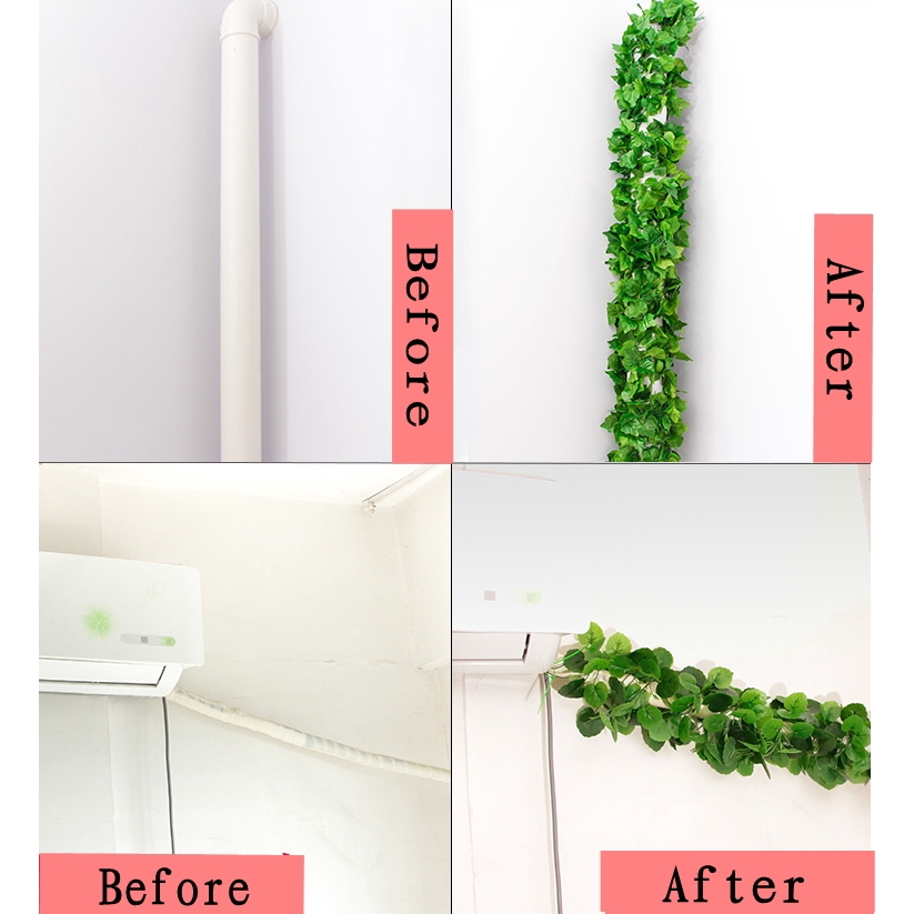 2.1M Artificial Ivy Leaf Creeper Fake green leaves/ Artificial Silk Flowers Fake Tree Leaf/ Garland Green Plant Plastic Vine Fake Foliage/ Home Wedding Garden Rattan String Wall Decor