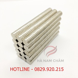 nam châm viên tròn kích thước phi 12 mm dày 3 ly mạ nikel