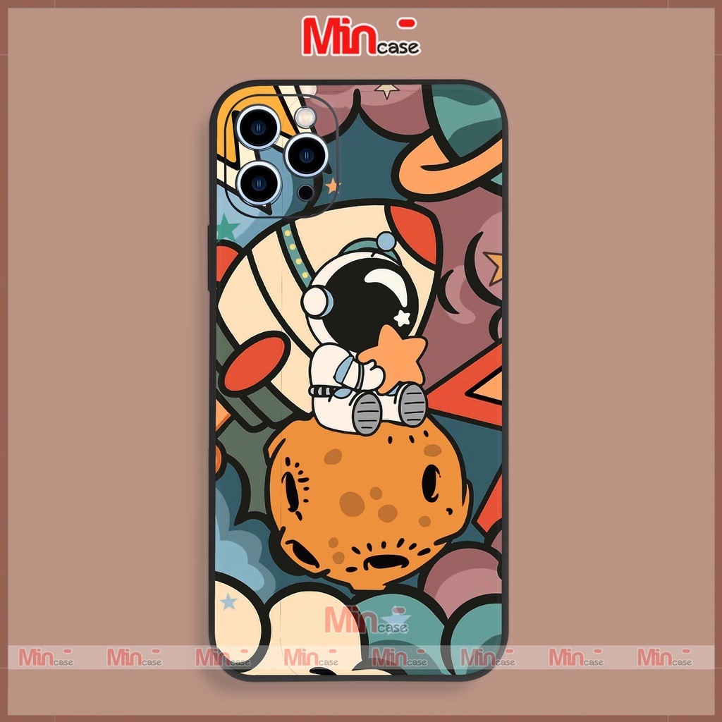 Ốp lưng iPhone Phi hành gia Nasa cạnh viền vuông silicon mềm dẻo cho iphone 6/6s/7/8/X/XS/11/12/13 Pro Plus Max