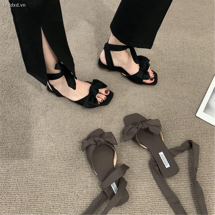 Giày quai hậu đế bằng hở ngón thắt nơ thời trang xuân hè dành cho nữ