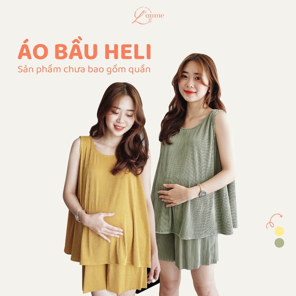 Áo bầu Heli Top ba lỗ chất liệu lụa dập ly, dáng suông mềm mại, phù hợp với mọi vóc dáng thiết kế bởi LAMME
