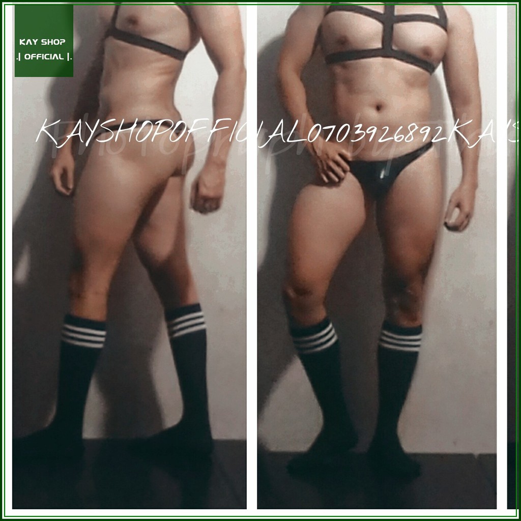 Combo quần lót lọt khe sexy khoe mông và vớ nam thể thao loại dài 3 sọc siêu đẹp - Set đồ lót quyến rũ (Không đai ngực)
