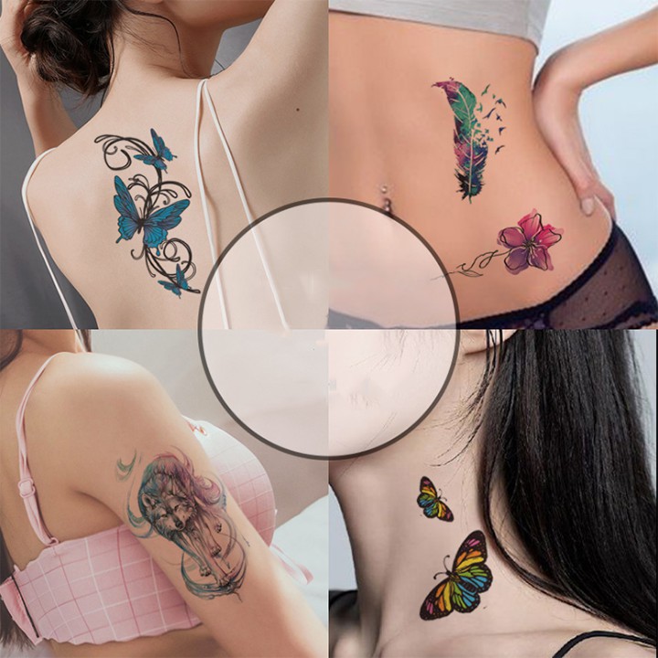 Set 30 miếng dán hình xăm tattoo tạm thời nhiều họa tiết độc đáo an toàn chống thấm thoitrangnu