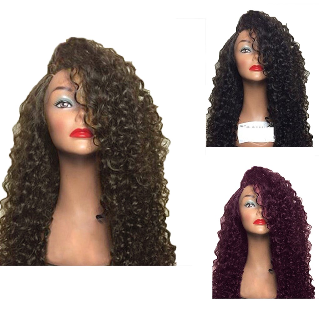 Tóc giả nữ kiểu ngắn ngang cổ xoăn mì tôm thời trang Châu Phi