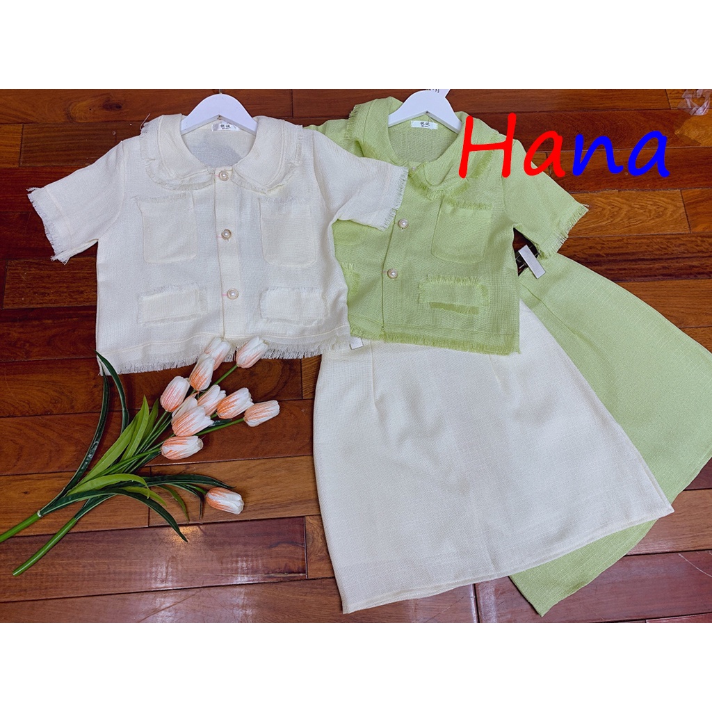 Set dạ hai màu trắng xanh siêu xinh - Hana23