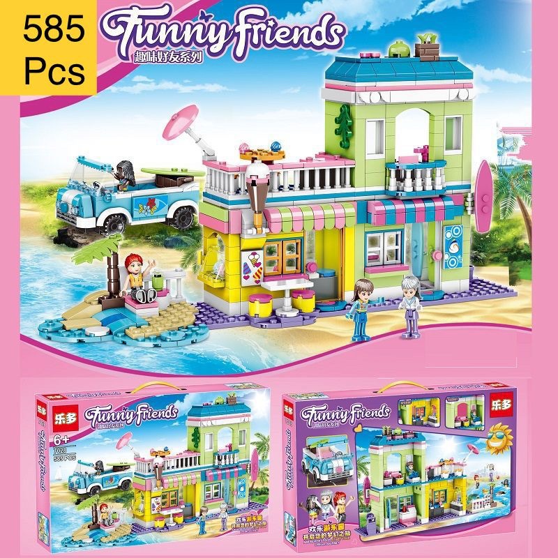 Lego con gái lắp ghép Villa 3D ven biển 585pcs