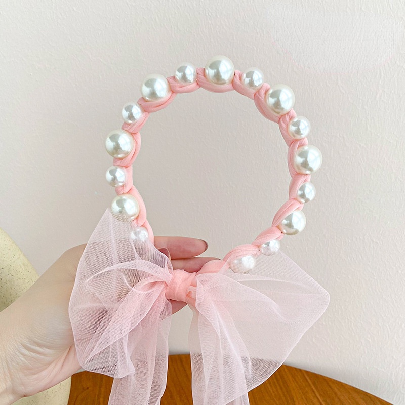 Băng Đô Công Chúa Phối Lưới Đính Ngọc Trai Xinh Xắn Cho Bé Gái