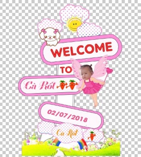 Cây welcome chèn hình bé siêu dễ thương