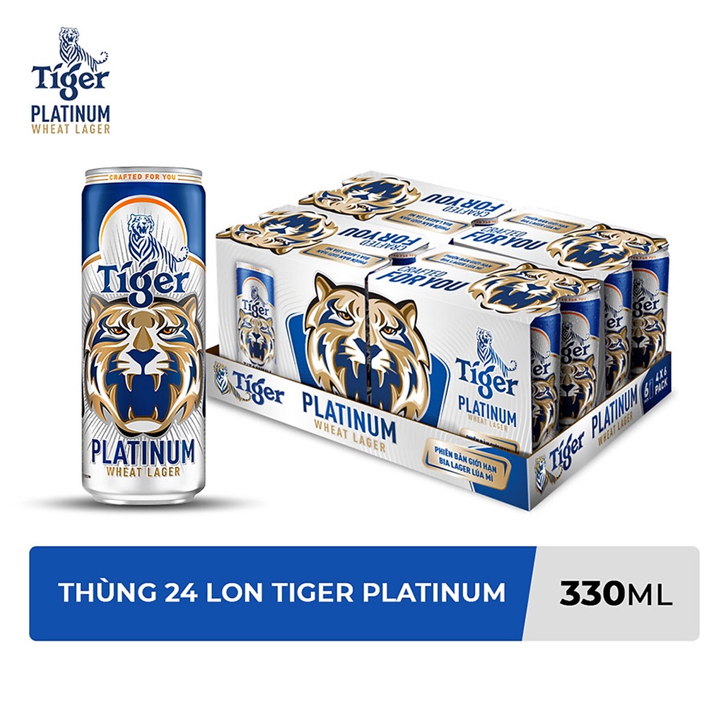 Thùng /Khay 24 lon bia lúa mì Tiger Platinum Wheat Lager 330ml/lon