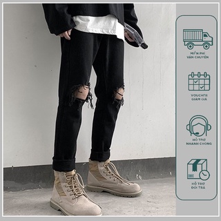 quần jeans ống rộng nam quần jeans ống rộng nam hàn quốc quần jean nam ống suông rách gối quần jean nam cao cấp thời trang