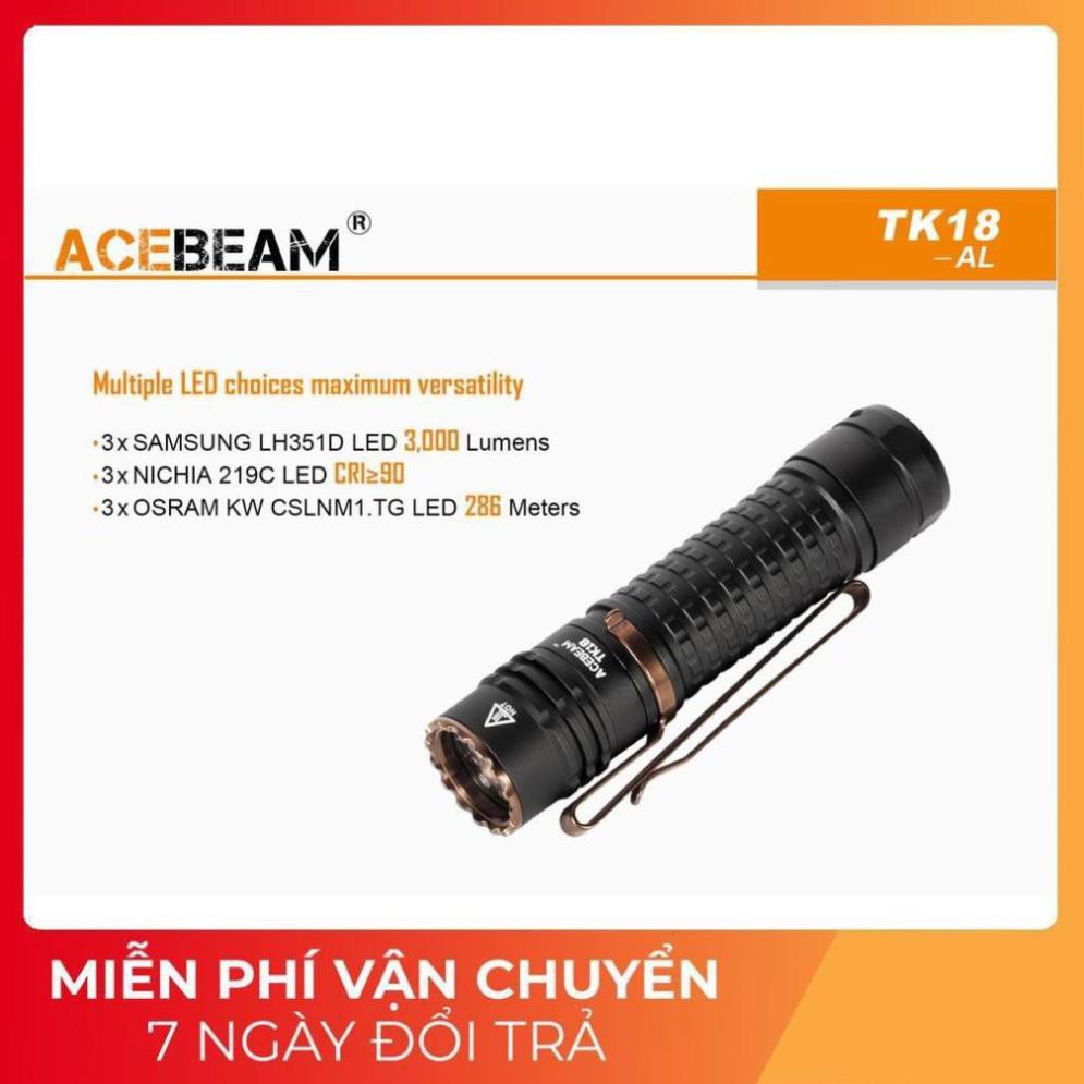 [HÀNG ĐẶC CHỦNG] Đèn pin và đèn sạc ACEBEAM TK18 - Độ sáng 3000 lumen xa 156m sử dụng pin18650 (không kèm pin)