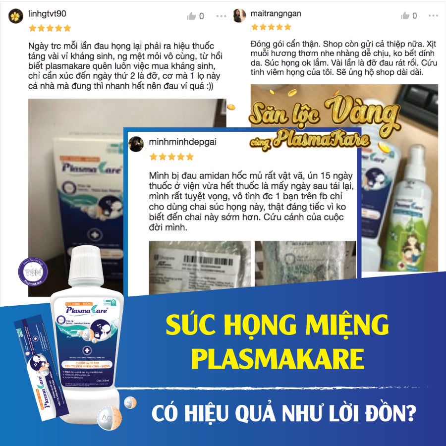 Combo 3 chai Nước súc họng miệng PlasmaKare chai 150ml giảm ho, rát họng, amidan, ho, khản tiếng chỉ cần súc 30s