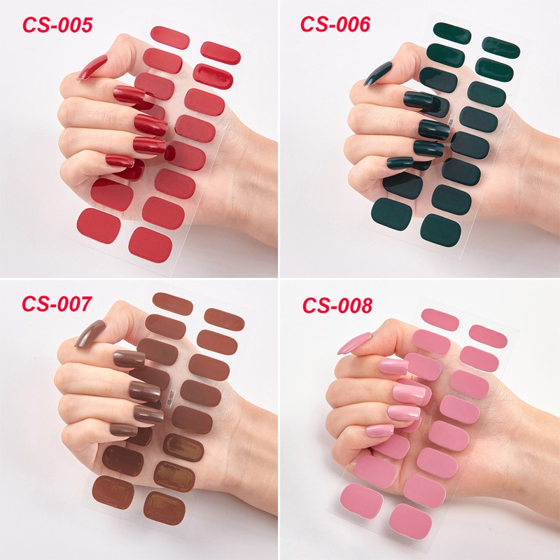 Bộ 16 miếng dán móng tay màu trơn thời trang CS001-020