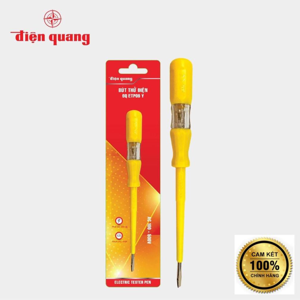 Bút thử điện Điện Quang ĐQ ETP09 Y (Đầu vít dẹp, 185 mm, màu vàng) [Hàng sẵn]