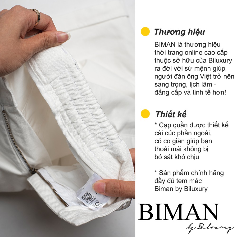 Quần đùi nam Biman by Biluxury short kaki ngố lửng khoá kéo cạp chun đứng dáng lịch lãm 5QNKB002TRK