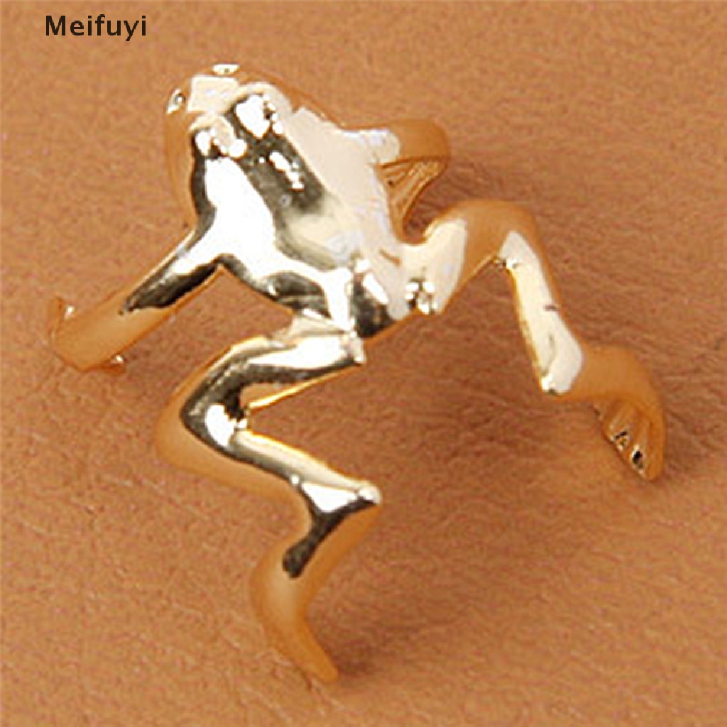 [Meifuyi] Fashion 1Pcs Punk Gold Plated Cute Frog Cuff Ear Clip Wrap Earring Retro Jewelry COD