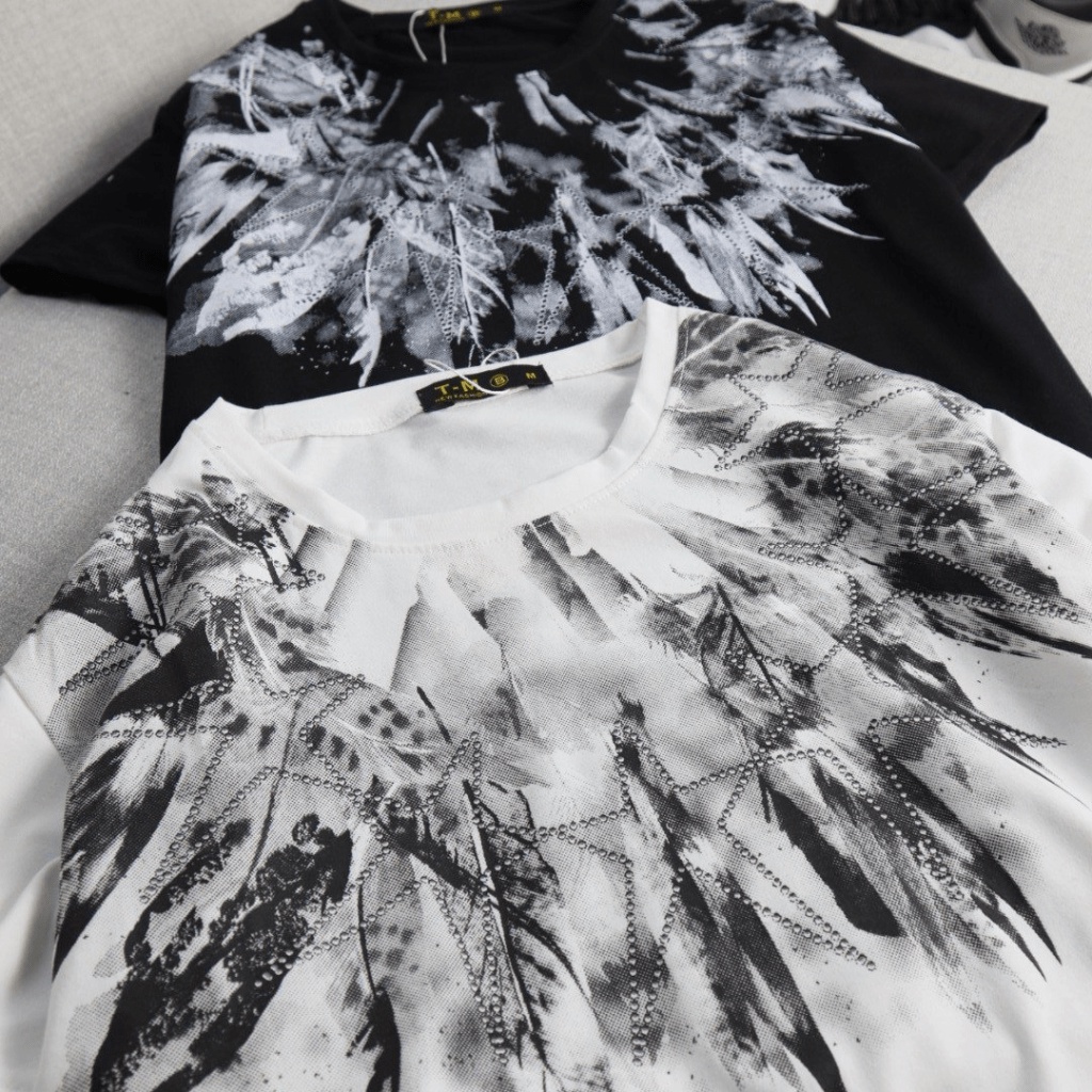 (Free Ship) Áo Thun Nam Cổ TRòn Phối Họa Tiết Cổ Loang Màu Thời Trang Phong Cách Soái Ca VLTN Shop