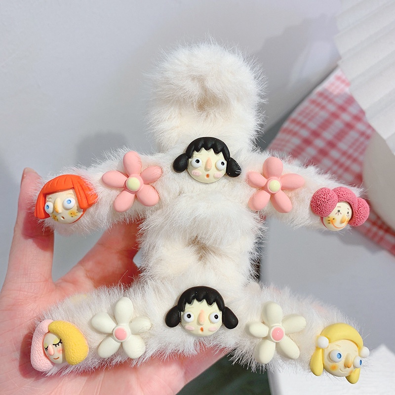 Kẹp tóc càng cua phủ lông mịn cực xinh - UniLabel