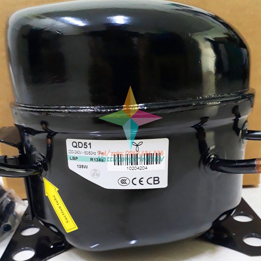 Máy nén khí gas R134a Model QD51-125W dùng cho tủ lạnh 160L-180L