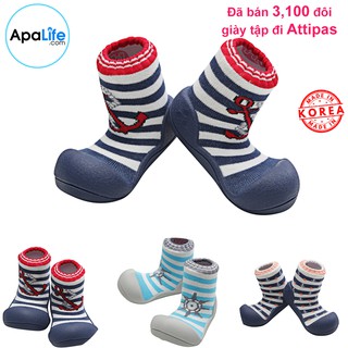 Giày tập đi Attipas Marine - Red/Green/Navy nhập Hàn Quốc - cho bé trai /bé gái từ 3 - 24 tháng: đế mềm & chống trượt