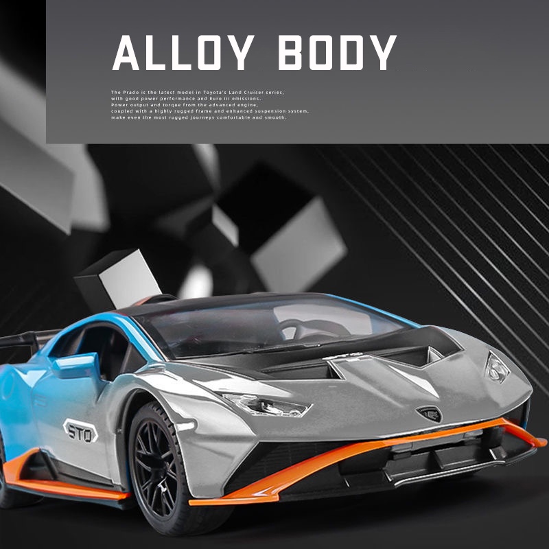 Mô Hình Xe Hơi Lamborghini Huracan STO Bằng Hợp Kim Tỉ Lệ 1: 24 Có Đèn Và Nhạc Độc Đáo