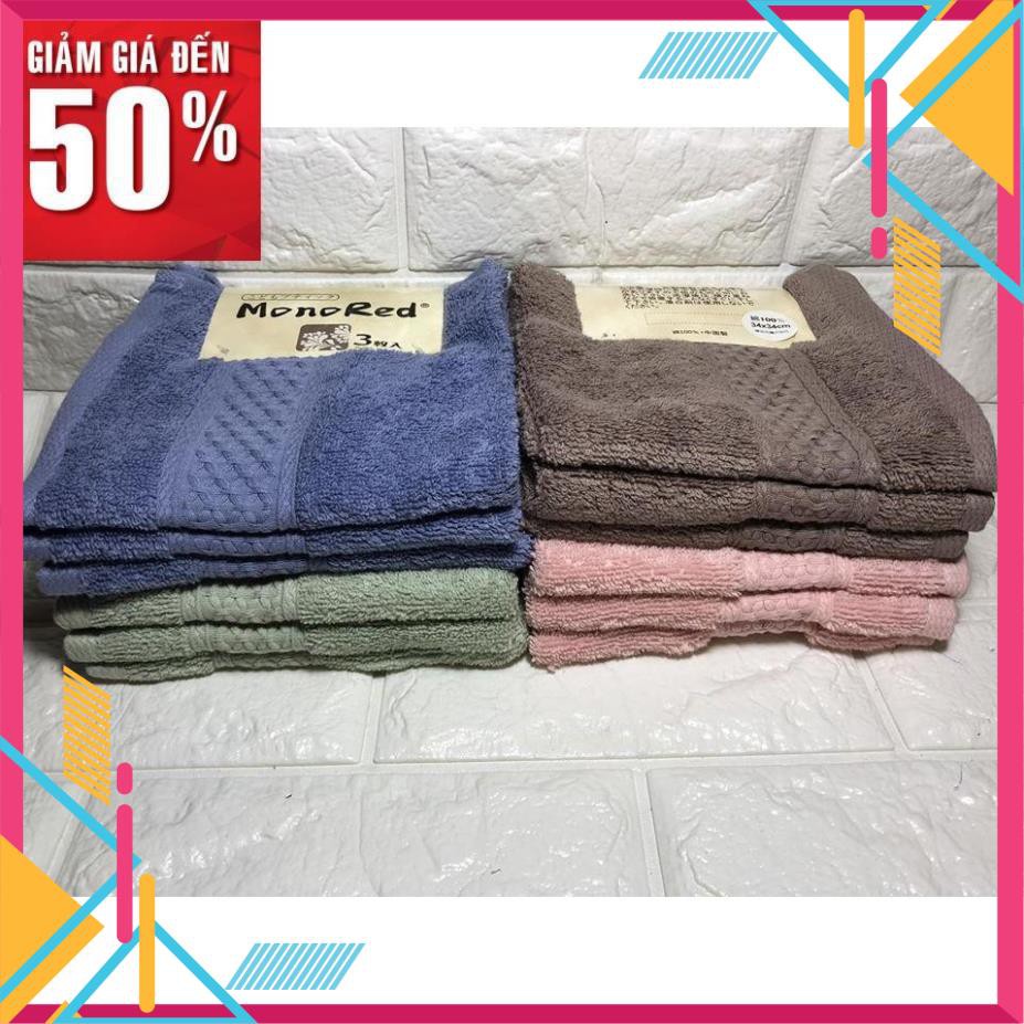 [LOẠI A] COMBO 3 khăn mặt monored nhật cotton siêu mềm mịn cho em bé trẻ con lau rửa cho vuông cao cấp