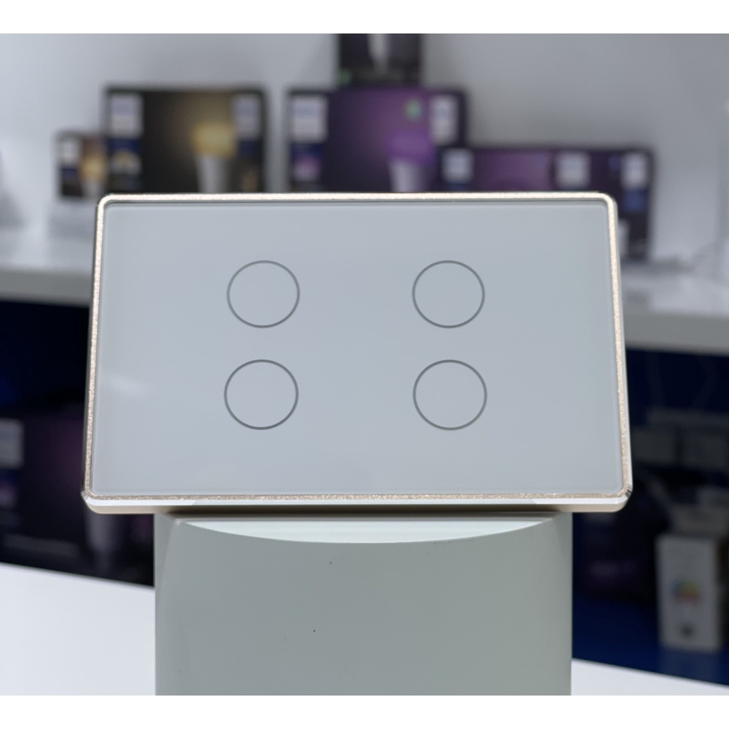Công tắc Tuya Zigbee kính Phẳng mặt Chữ Nhật - Công tắc tuya viền vàng, bản có Dây Nguội, Tương thích app Smart Life
