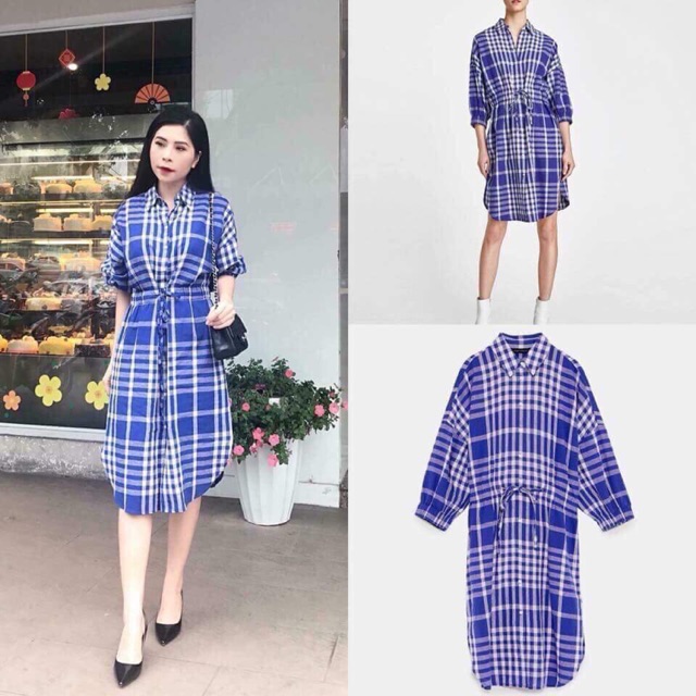 Váy kẻ zara