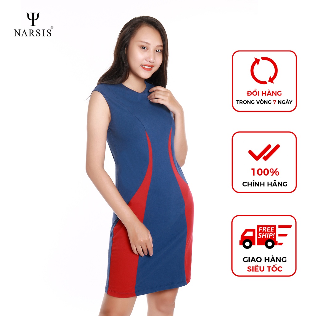 Váy nữ NARSIS New1276 màu xanh phối