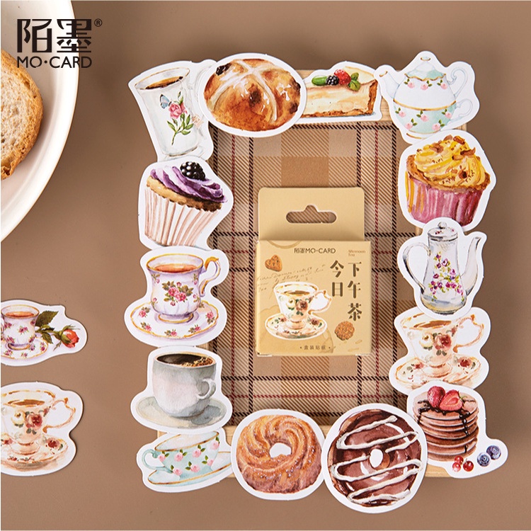 Hộp 45-46 sticker hình dán đồ ăn, thức uống trang trí