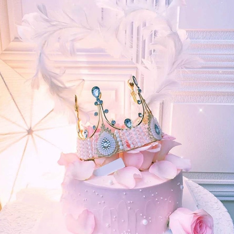 Vương Miện Công Chúa Bằng Kim Loại Đính Pha Lê &amp; Ngọc Trai Cho Bé Gái