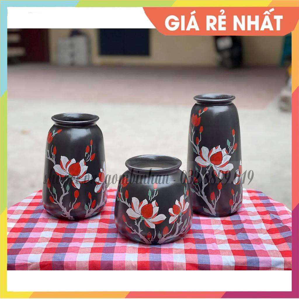 (SET 3 LỌ VẼ - ĐẸP NHẤT) Bán bình để hoa, bình cắm hoa màu trơn vẽ hoa văn gốm sứ Bát Tràng độc đáo, trưng bày!