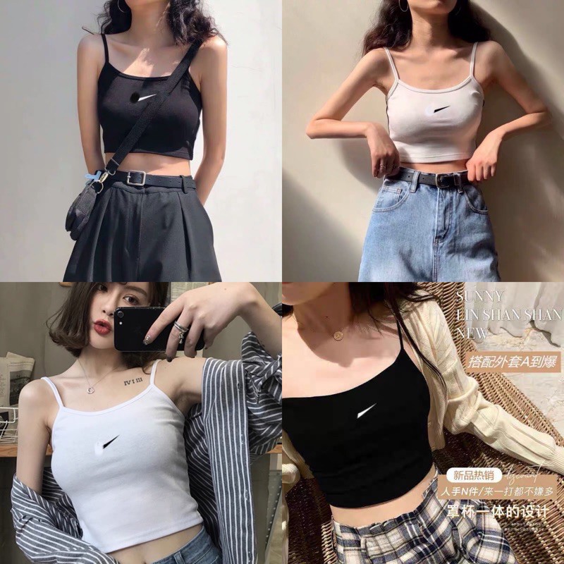 [Mã WASKT410K giảm 10K đơn 50K] ÁO CROPTOP HAI DÂY LOGO THÊU N.K / ÁO DÂY HÀN QUỐC | WebRaoVat - webraovat.net.vn