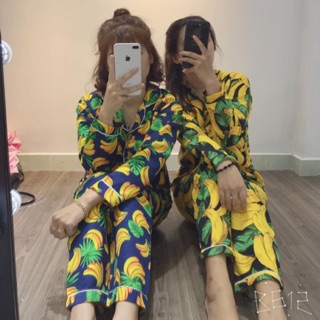 Đồ bộ pijama kate thái loại 1 mặc nhà tay dài quần dài( chuối to)