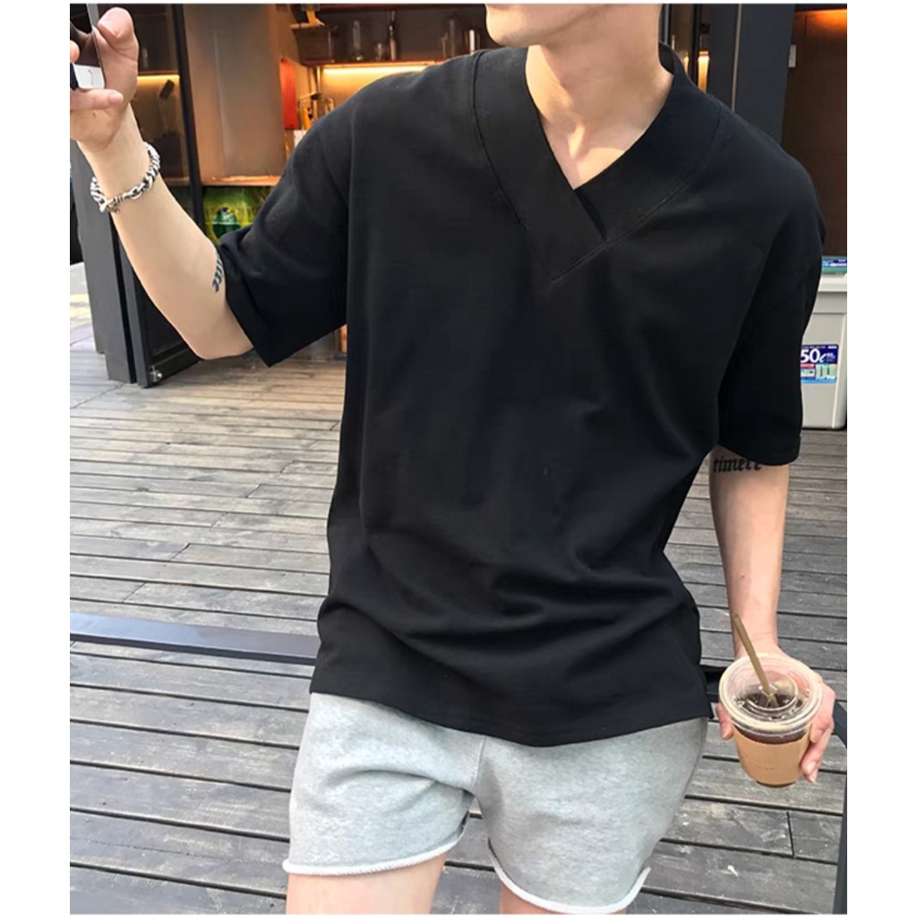Áo thun Unisex Cổ V Cotton len HOOK Giá sỉ
