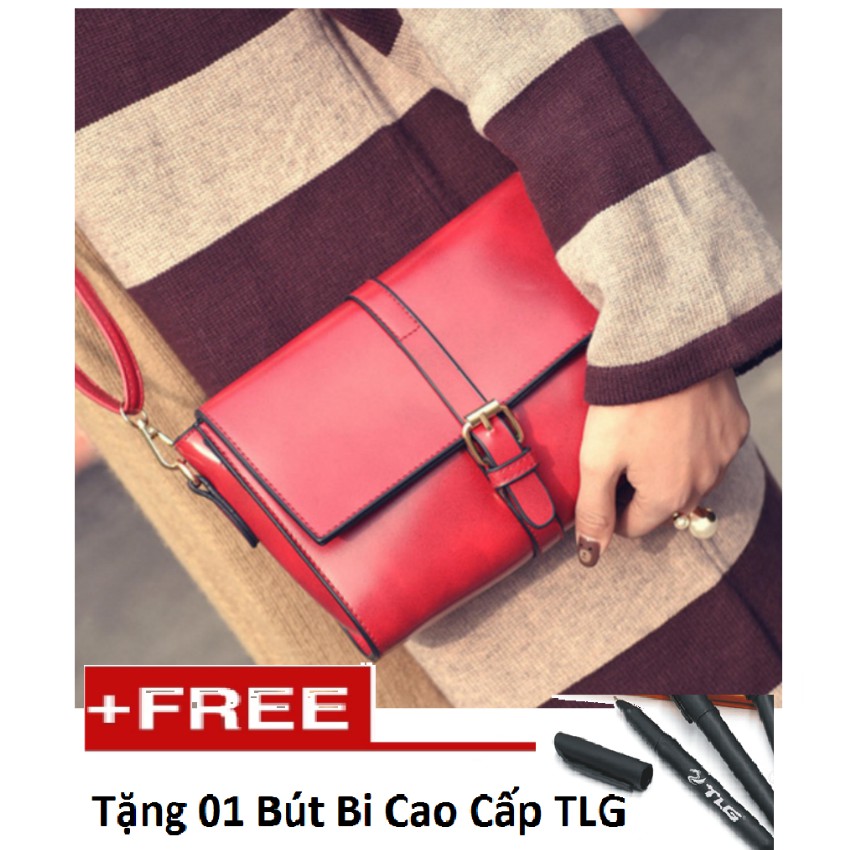 Túi xách nữ thời trang phong cách Đồ Da Thành Long TL 8094 (Đỏ) tặng 01 bút bi cao cấp TLG M 410
