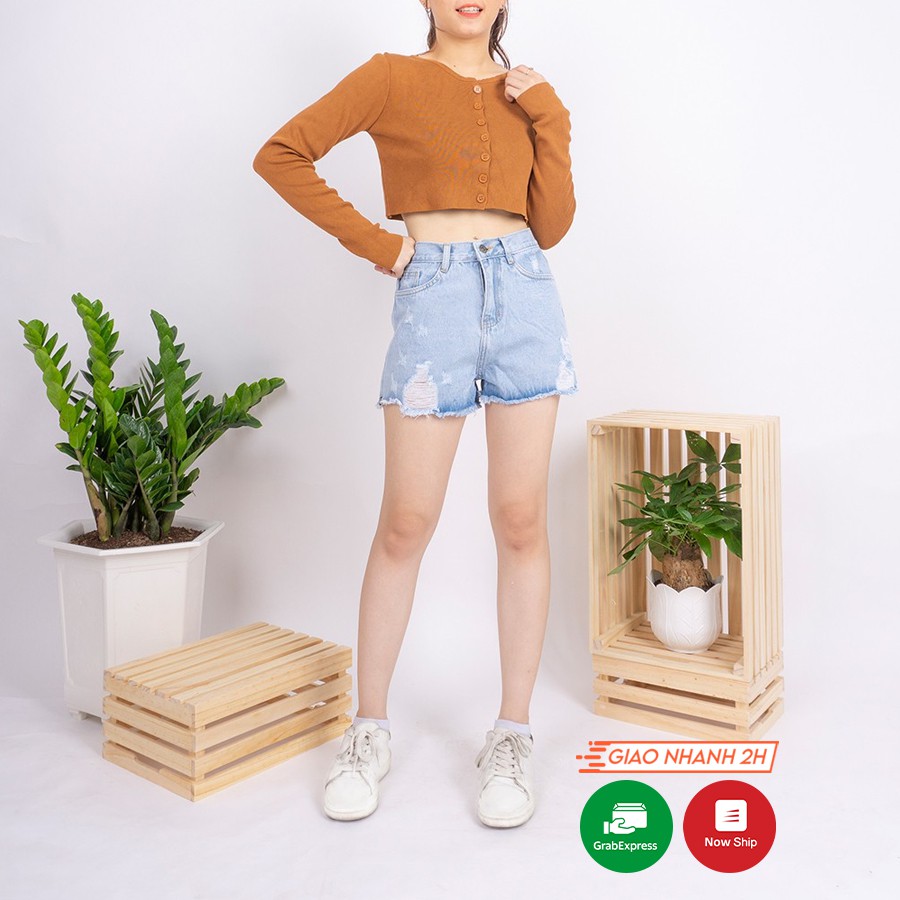 [Mã FAMAYWA giảm 10K đơn 50K] Quần short jean nữ Ulzzang GENZ mẫu lưng cao rách ống thời trang ZWJ013 | BigBuy360 - bigbuy360.vn