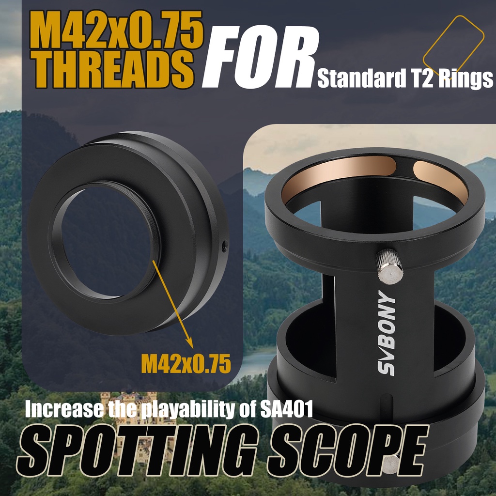 Bộ điều hợp ống camera SVBONY SA407 Tương thích với Phạm vi đốm SA401 để chụp ảnh phong cảnh động vật hoang dã chim