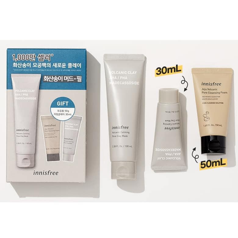 Set Mặt nạ đất sét innisfree Volcanic Calming Pore Clay Mask