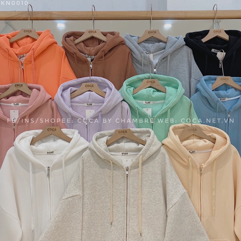 [KN0010] Áo khoác HOODIE ZIP trơn nỉ bông dày mũ 2 lớp form rộng unisex 12 màu (Có sẵn/ảnh thật)