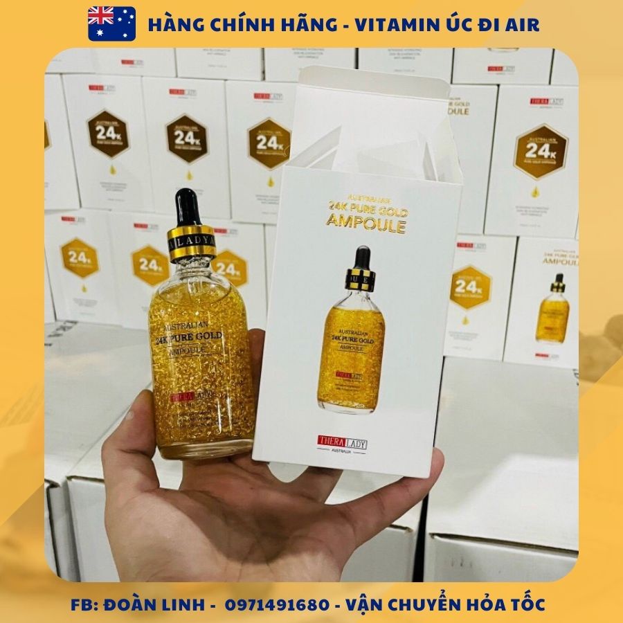Serum Tinh Chất Vàng 24k Pure Gold Ampoule Thera Lady 100ml, Hàng chuẩn úc đi air