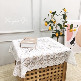 Khăn trải bàn ren - Khăn bàn trang trí phòng khách, phòng ngủ phong cách vintage size 90*90cm