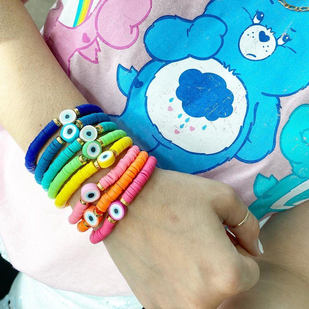 Vòng Tay Chuỗi Hạt Mềm Mại Hình Mắt Quỷ WMES15H Phong Cách Bohemian Thời Trang Mùa Hè Cho Cặp Đôi