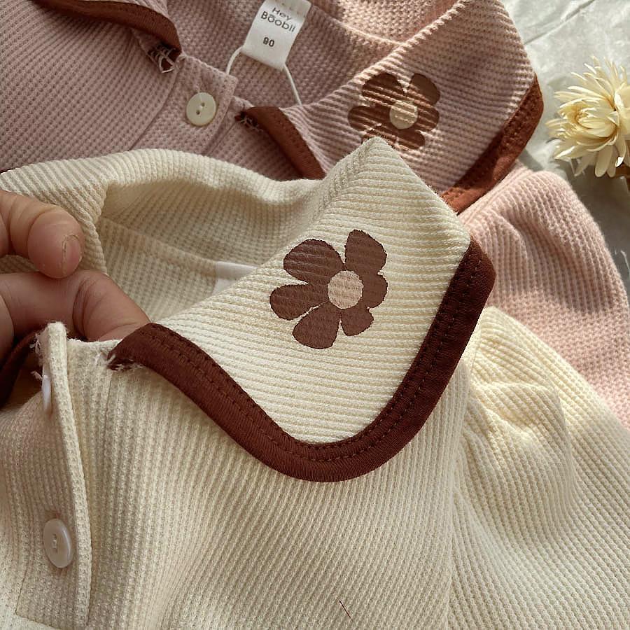 Áo polo Ngắn Tay In Hình Bánh Waffle Phong Cách Hàn Quốc Dành Cho Bé Gái