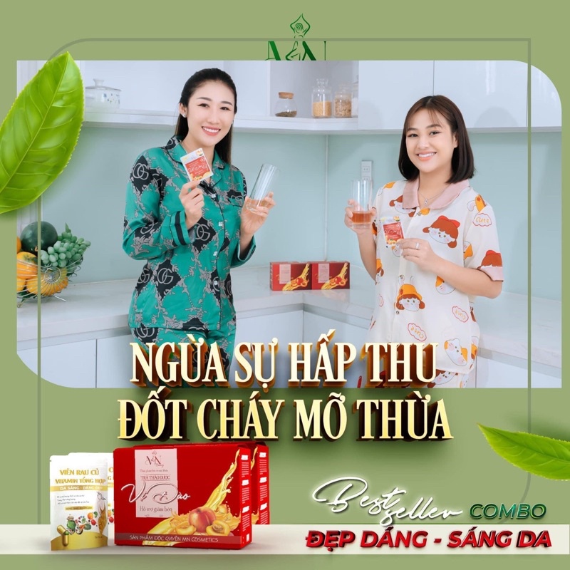 Trà Giảm Cân Vị Đào Đông Anh Collagen X3 Hương Vị Đào Tự Nhiên Giúp Da Đẹp Dáng Xinh MN Group (hộp 15 gói)