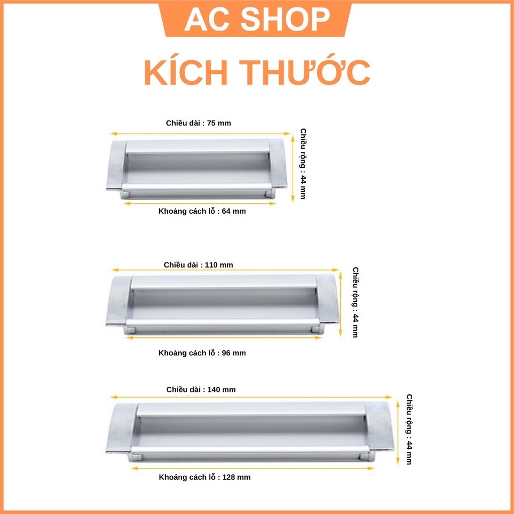 Tay nắm âm cánh tủ quần áo hợp kim nhôm kết hợp nhựa - 128 mm - SHOP THỢ