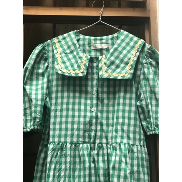 Đầm babydoll caro xanh lá cavangclothing