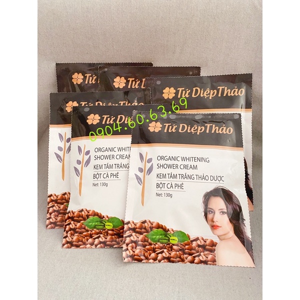 Sỉ 6 Gói Tắm Trắng TỨ DIỆP THẢO Kem Tắm Trắng Thảo Dược Bột Cà Phê 130g