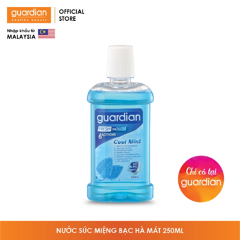 Nước súc miệng Guardian chiết xuất lá Bạc Hà (Cool Mint) – 6 tác động tươi mát cho vùng miệng 250ml