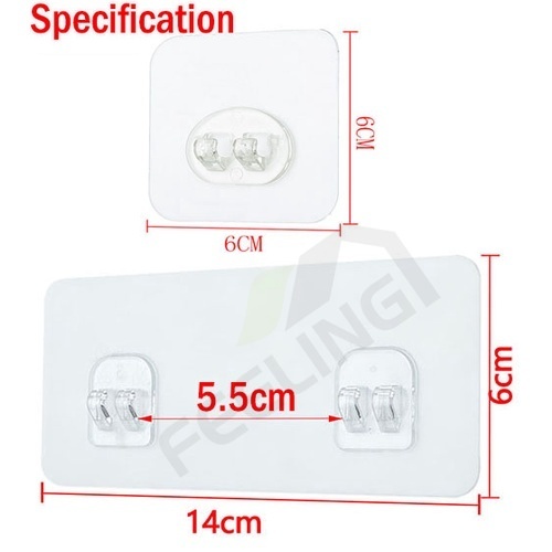 FEELING Móc Treo Đồ Dán Tường Hai Mặt Bằng Nhựa Không Để Lại Dấu Vết